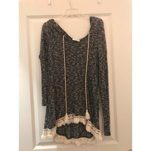 Long sleeve top with hood